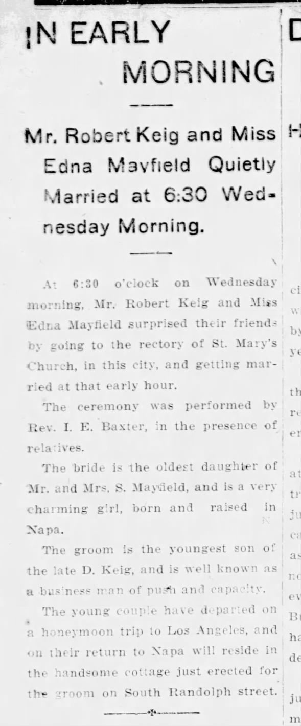 Clipping from Napa Weekly Journal